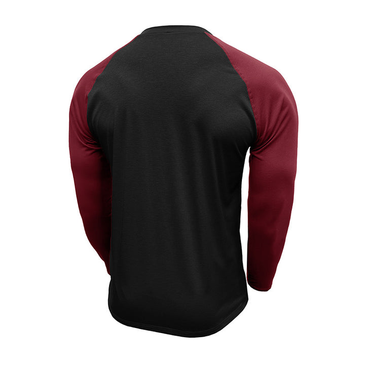 Herren Langarm-Henley Shirt mit kontrastierenden Ärmeln und praktischen Knöpfen Echoarchiv