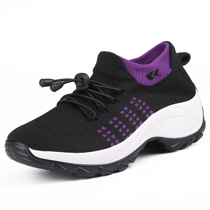 Damen gestrickte Slip-On Sneaker mit Schnellzugkordel, elastischem Schaft und stoßdämpfender Plateau-Sohle Echo Archiv