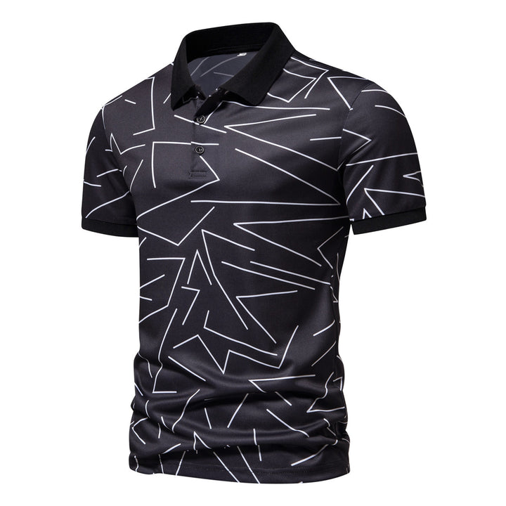 Herren Poloshirt mit modernem geometrischem Muster und atmungsaktiven Eigenschaften Echoarchiv