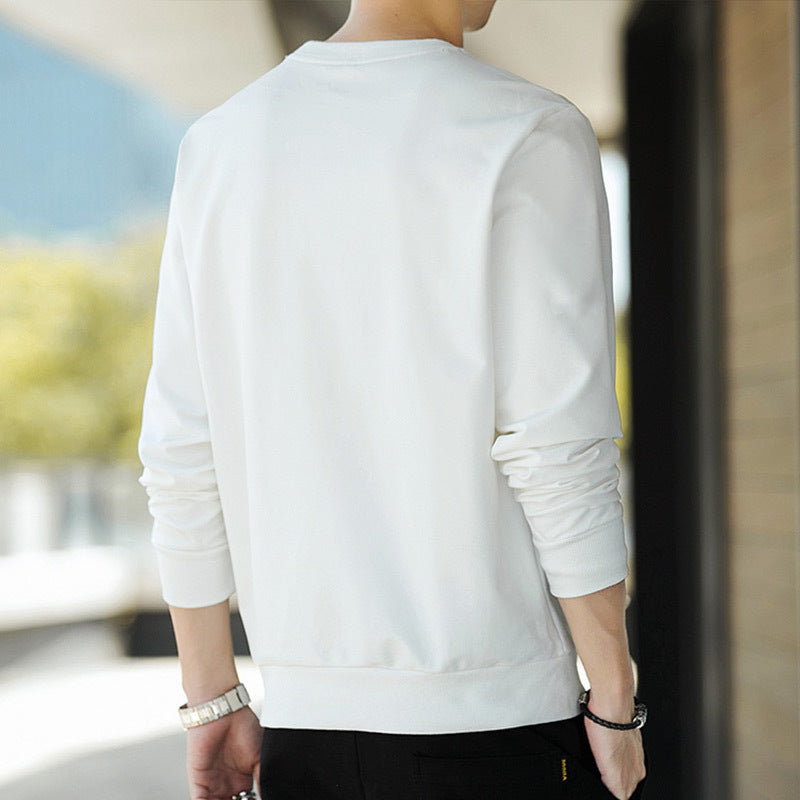 Herren Minimalistisches Baumwoll-Sweatshirt mit Rundhals und gerippten Bündchen Echoarchiv