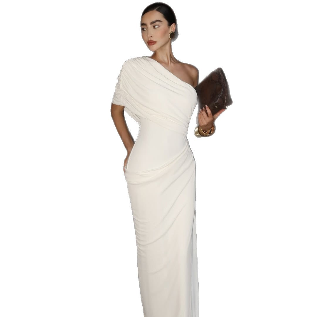 Damen Elegantes Langarm-Minikleid mit fließendem Drapée und asymmetrischem Design Echo Archiv
