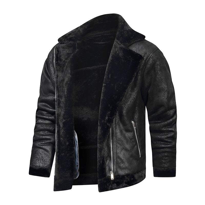 Herren Lammfellimitat-Fliegerjacke mit kuscheligem Kunstfellfutter Echoarchiv