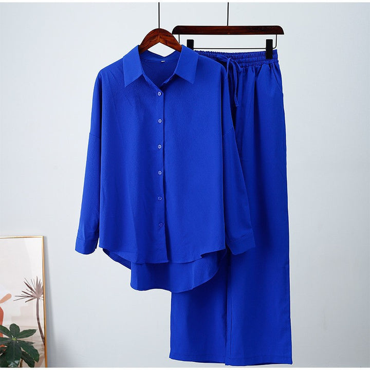 Damen nan lockeres zweiteiliges Lounge-Set mit Oversize-Hemd und elastischer Bundhose Echo Archiv