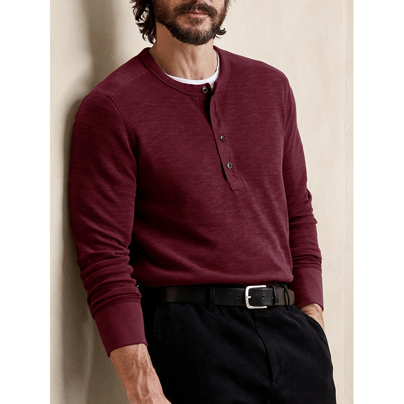 Herren Henley-T-Shirt mit Knopfleiste und weichem Baumwollstoff Echoarchiv