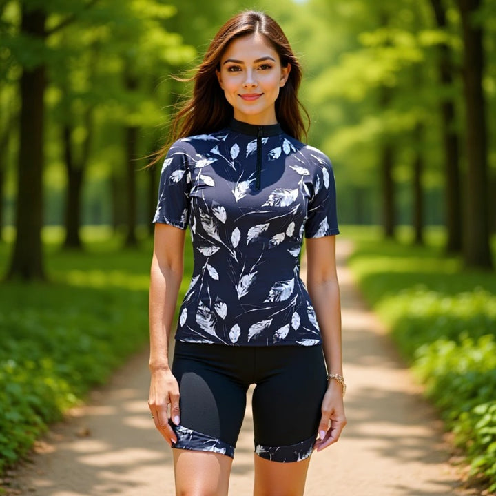 Damen Sportlicher Kurzarm Schwimmanzug mit floralem Muster Echo Archiv