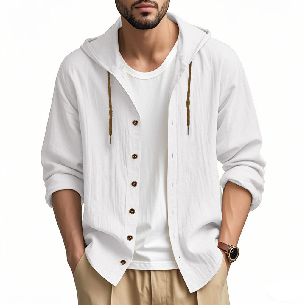 Herren lässige Kapuzenshirtjacke mit Knopfleiste und praktischen Taschen Echoarchiv