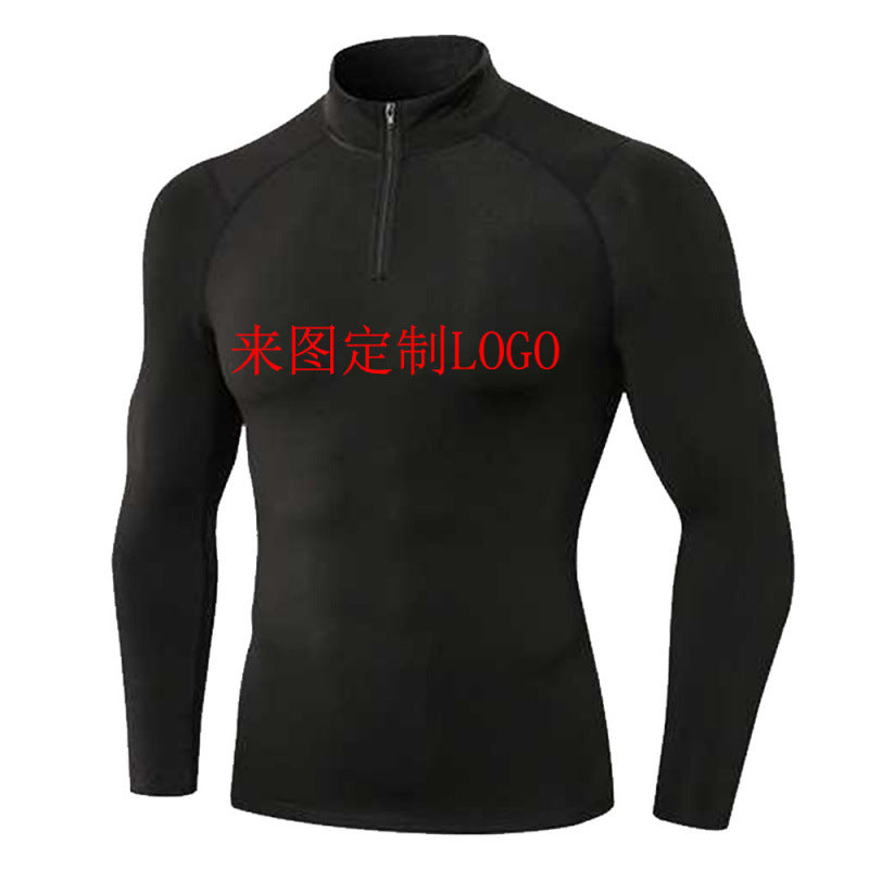 Herren nan eng anliegendes Kompressionsshirt mit kurzem Reißverschluss und langen Ärmeln Echo Archiv