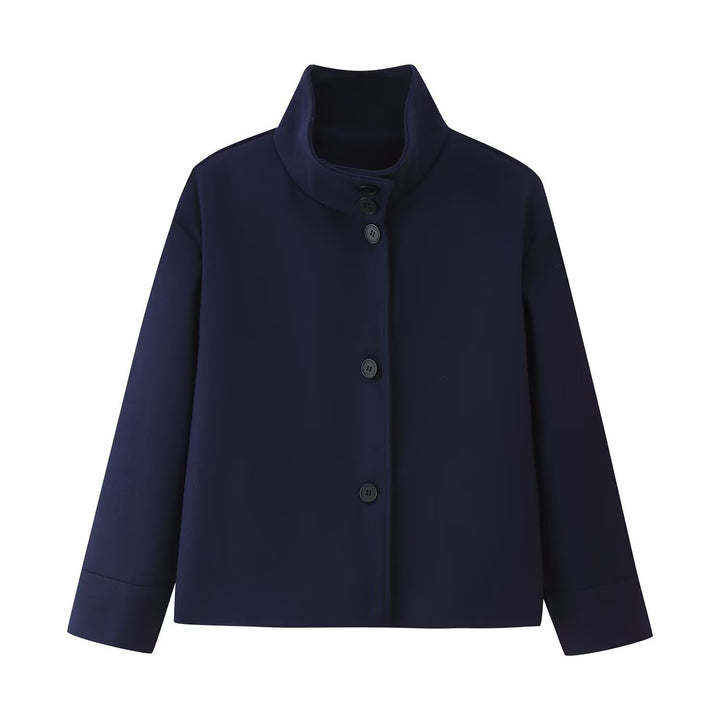 Damen Kurze kastige Jacke mit Stehkragen und durchgehender Knopfleiste Echo Archiv