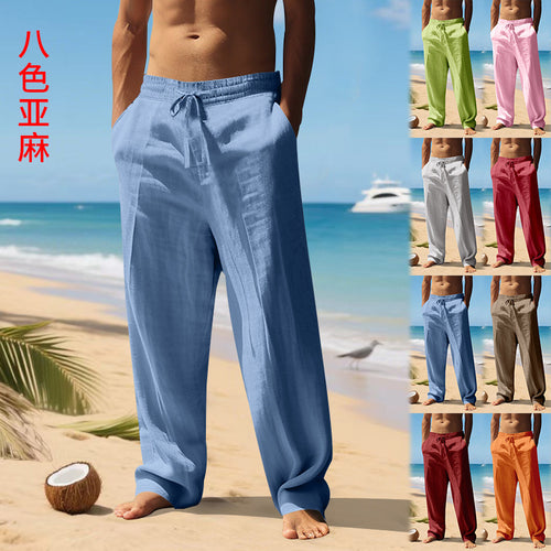 Herren luftige Strandhose mit elastischem Bund und seitlichen Taschen Echoarchiv