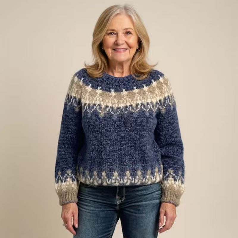Damen nan kuscheliger Norweger-Strickpullover mit Stehkragen und Oversize-Passform Echo Archiv