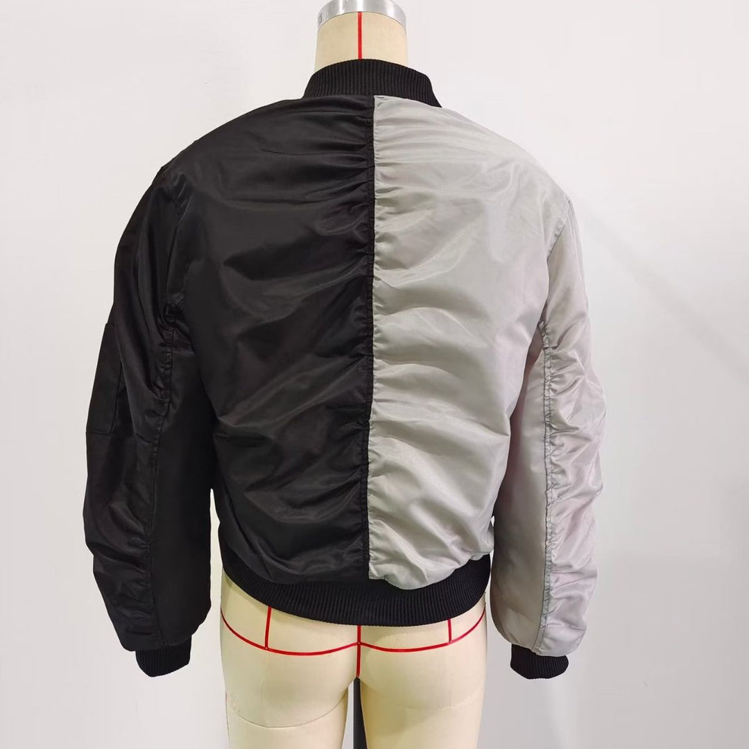 Damen nan zweifarbige Bomberjacke mit Wendeoptik, Reißverschluss, Ärmeltasche und geripptem Saum Echo Archiv