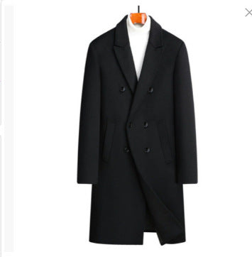 Herren eleganter Wollmantel mit doppelter Knopfleiste und dekorativem Revers Echoarchiv