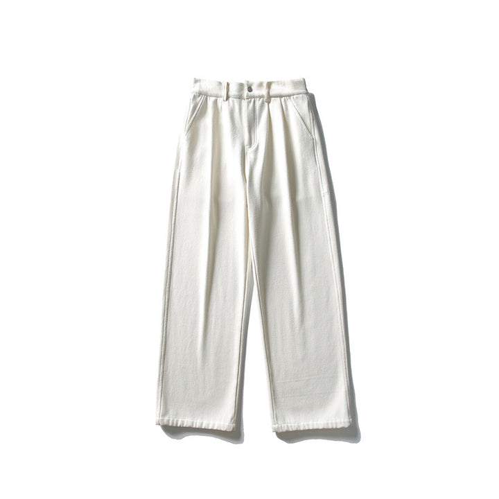 Damen Hochtaillierte weite Bundfaltenhose mit geradem Bein und Eingrifftaschen Echoarchiv