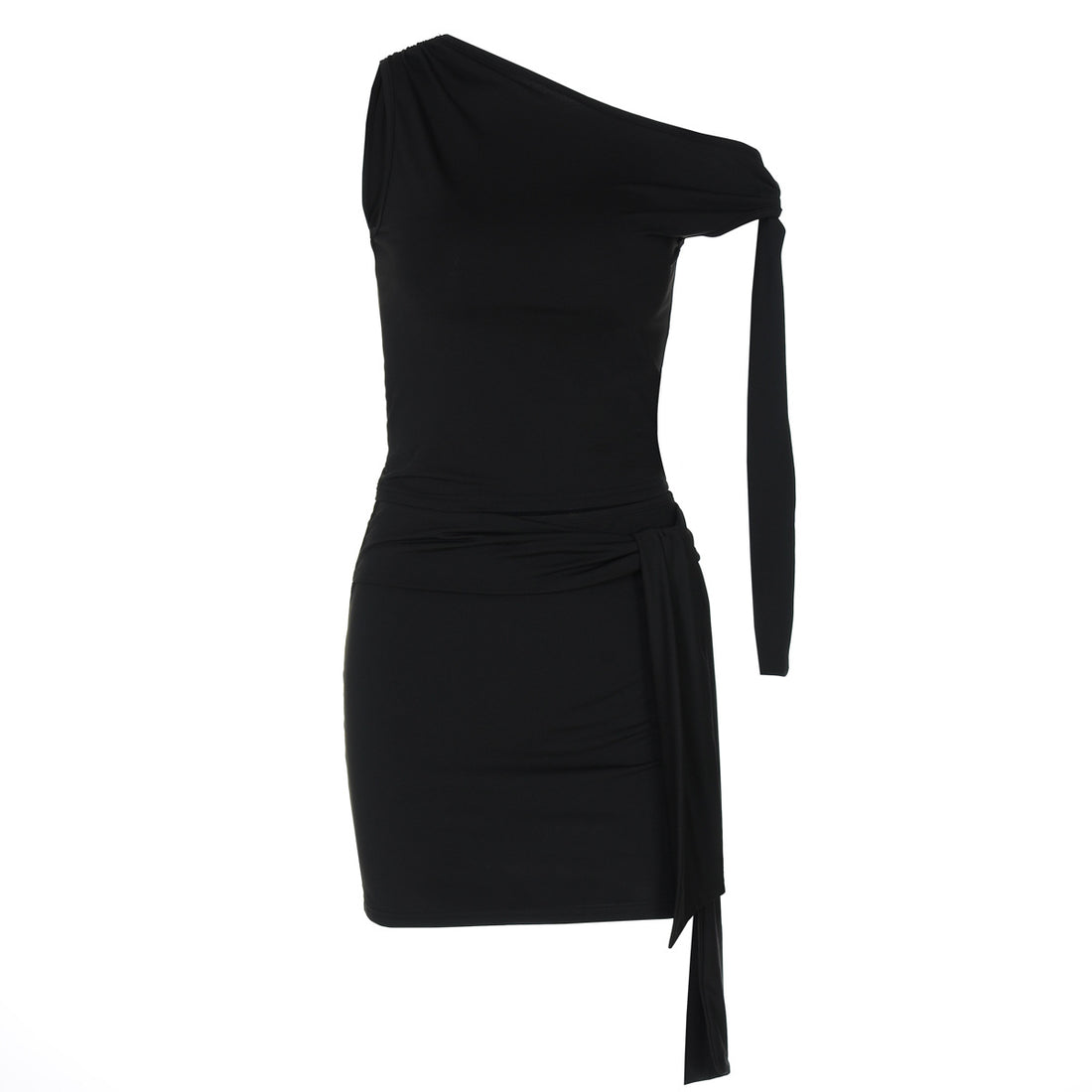 Damen One-Shoulder Mini-Kleid mit Raffung und elegantem Detail – Élara