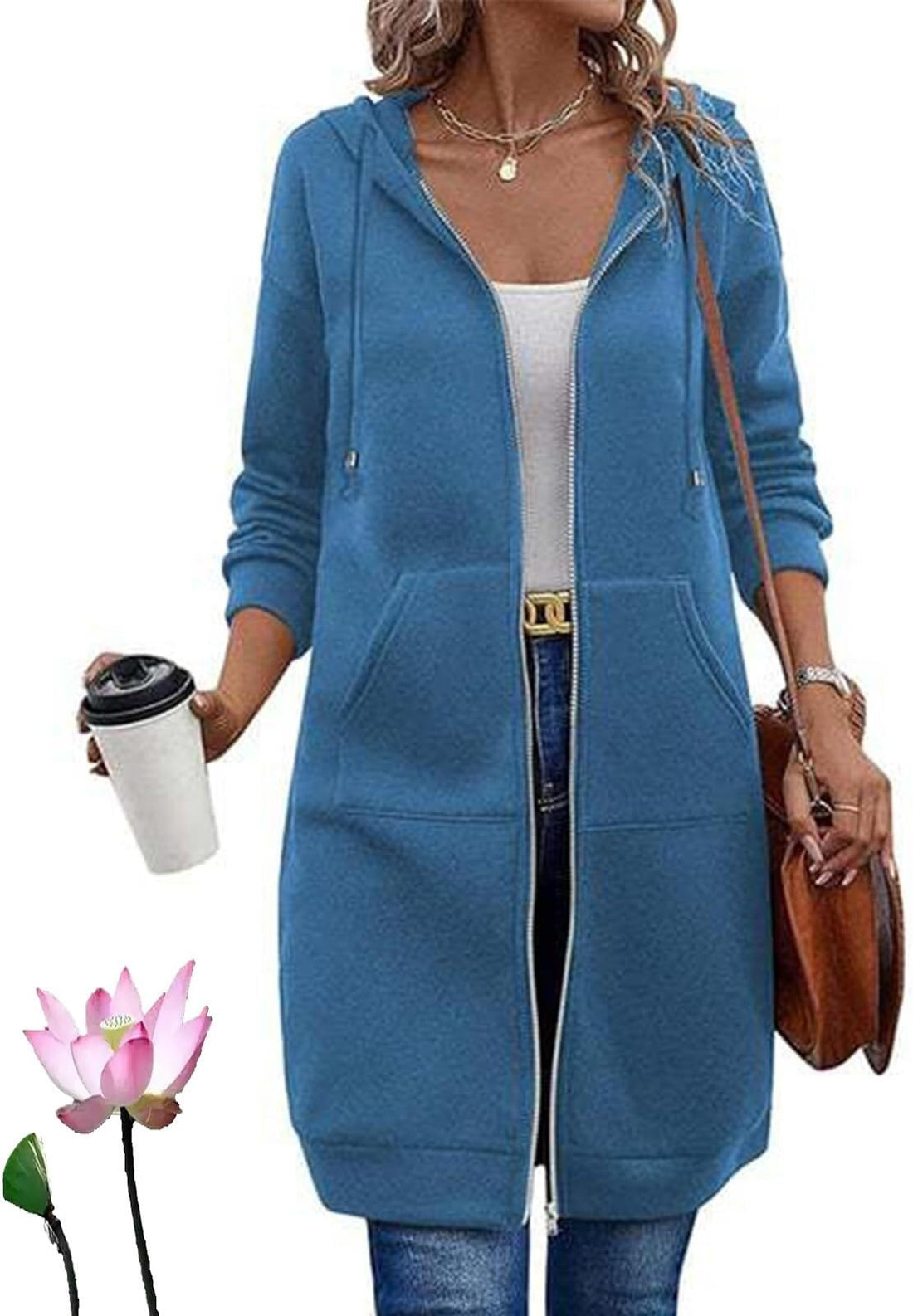 Damen Lässige Langarm Hoodie-Jacke – Auréline