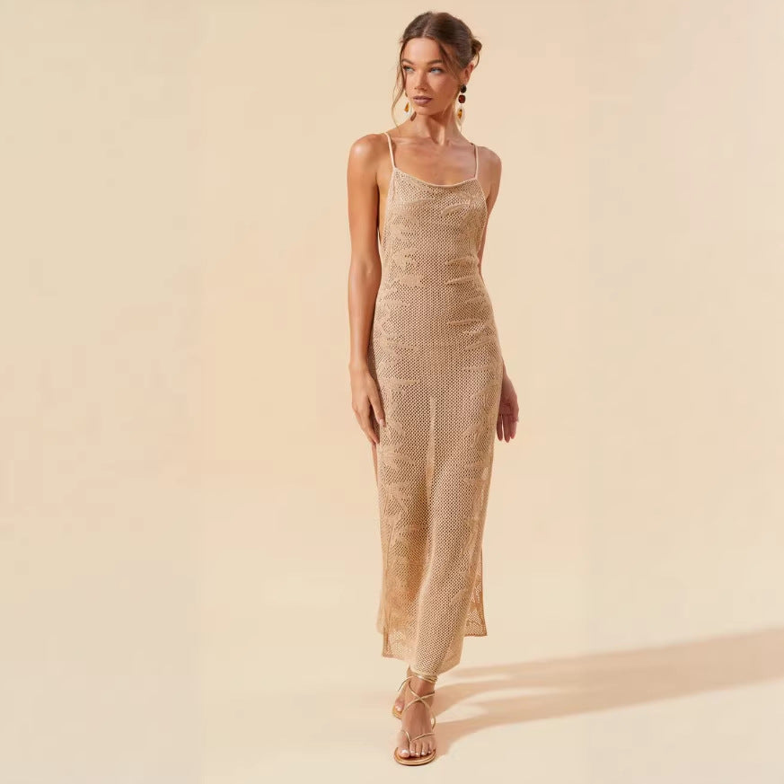 Damen Glitzerndes Strick-Maxi-Kleid Echo Archiv