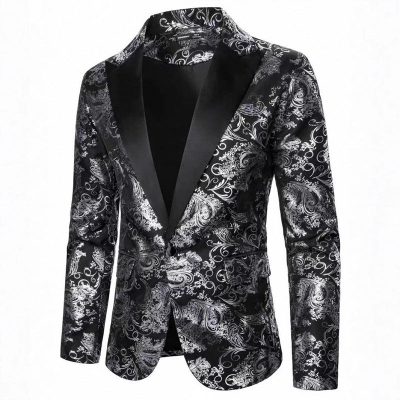 Herren Eleganter Smokingblazer mit floralem Jacquard-Muster Echoarchiv