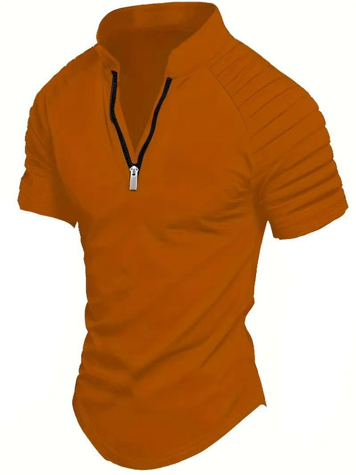 Herren modisches Kurzarm-Polo mit Reißverschluss Echoarchiv