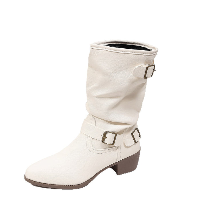 Damen Stiefeletten mit mittelhohem Blockabsatz und lässigem Slouch-Schaft Echo Archiv