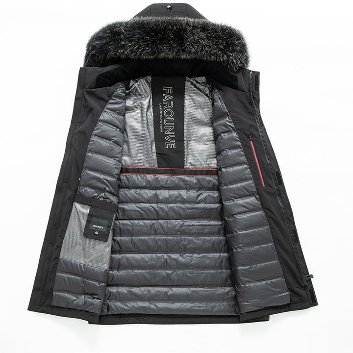 Herren Langer Winterparka mit abnehmbarer Kapuze und Kunstfellbesatz, Thermogefüttert Echo Archiv