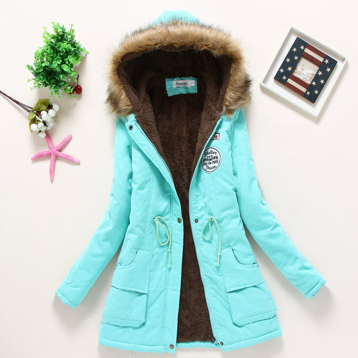 Damen taillierter Winterparka mit Teddyfutter Kunstfellkapuze und Tunnelzug – Avérine