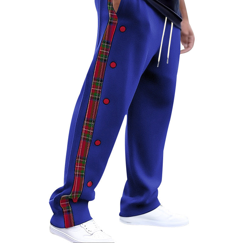 Herren lockere Jogginghose mit seitlichem Karostreifen und Druckknopfleiste Echoarchiv