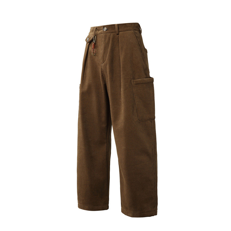 Herren Weite Cord‑Cargohose mit Bundfalten, aufgesetzten Beintaschen und Relaxed‑Fit Echo Archiv