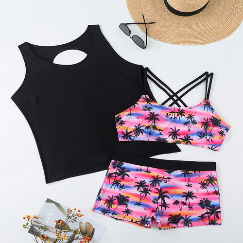 Damen Sportliches Bikini-Set mit lockerer Tank-Top und modischen Shorts Echo Archiv