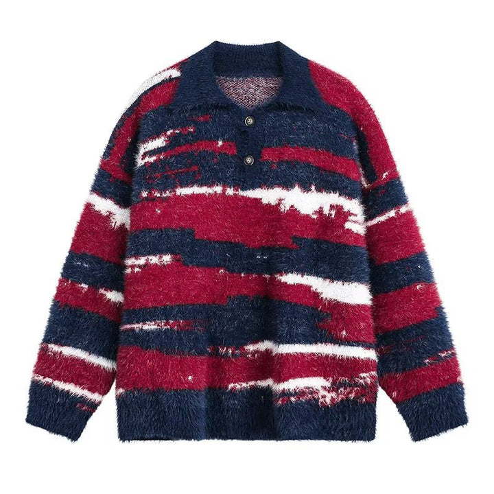 Damen Kuscheliger Oversized Pullover mit Streifen Echoarchiv