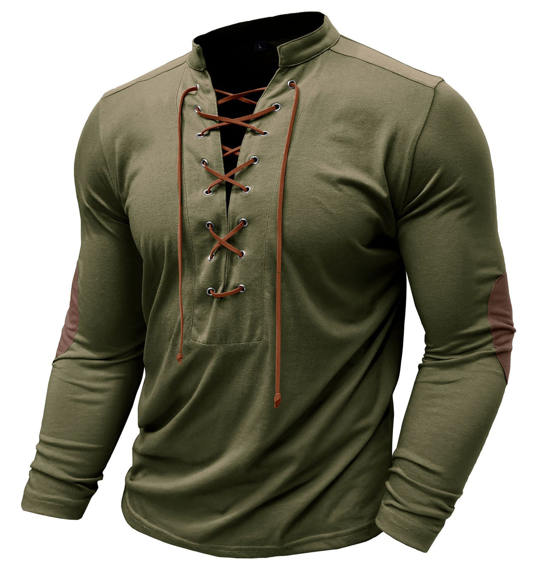 Herren Langarmshirt mit modischem Lacing-Design und Kontrast-Details Echoarchiv