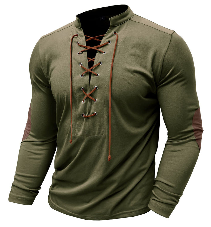 Herren Langarmshirt mit modischem Lacing-Design und Kontrast-Details Echoarchiv