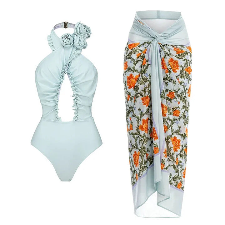 Damen Schwimmanzug mit floralem Design und raffinierter Cut-Out-Optik Echo Archiv