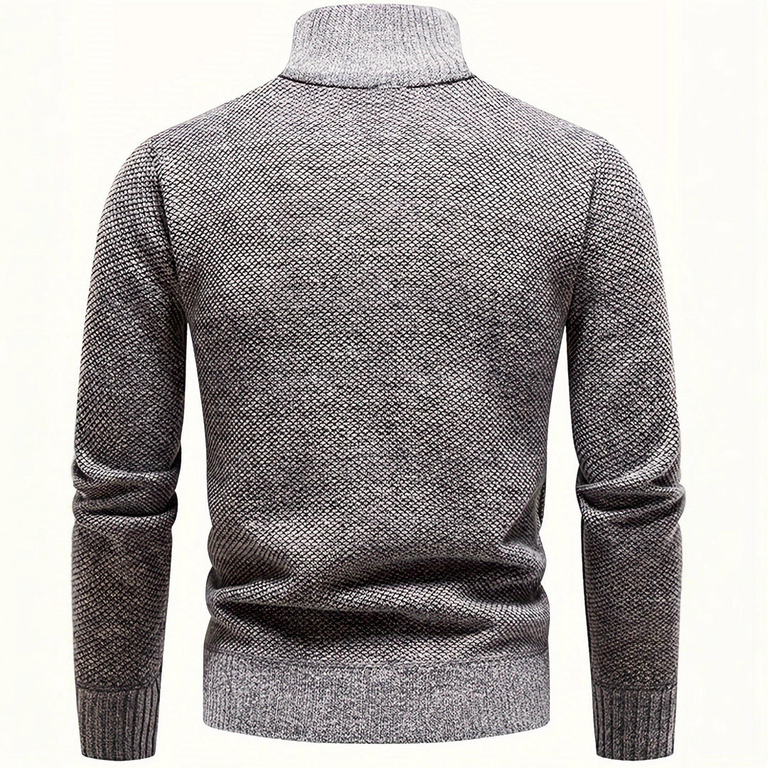 Herren Thermo-Strickpullover mit Stehkragen und Halbzip – Marzano