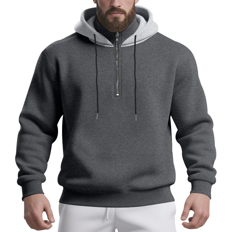 Herren sportlicher Kapuzenpullover mit halbem Reißverschluss und atmungsaktivem Stoff Echoarchiv