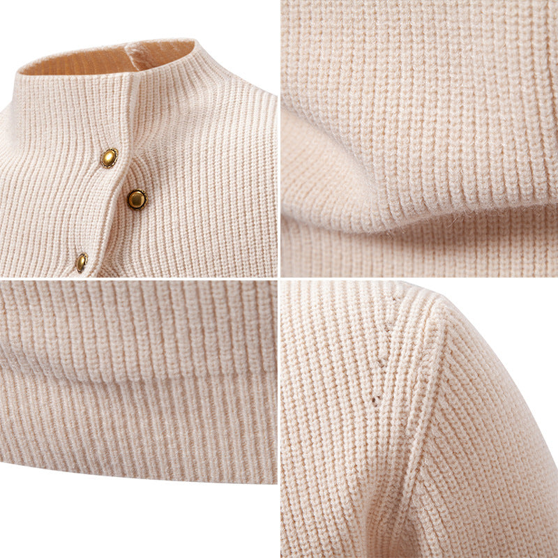 Herren Feinstrick-Pullover mit asymmetrischer Knopfleiste und Stehkragen Echo Archiv