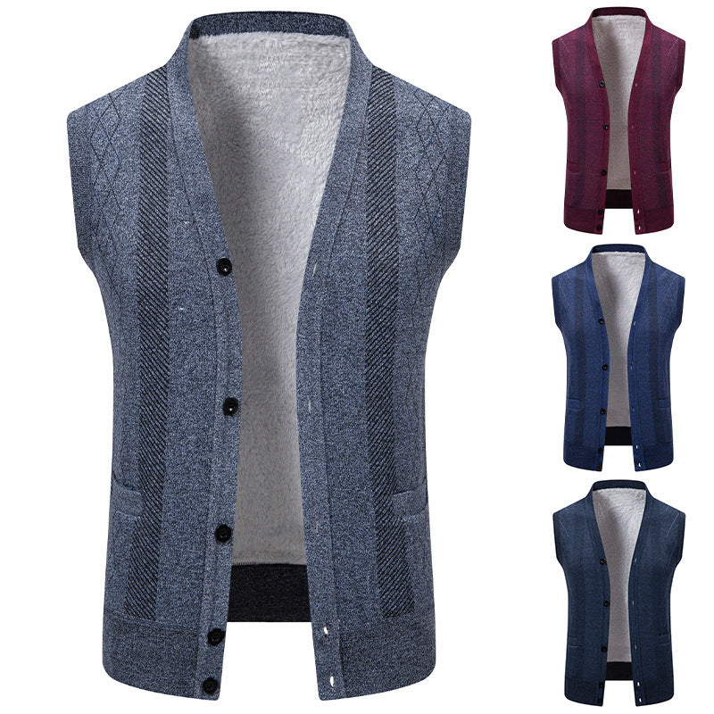 Herren Strickjacke mit klassischem V-Ausschnitt und feinem Zopfmuster Echoarchiv