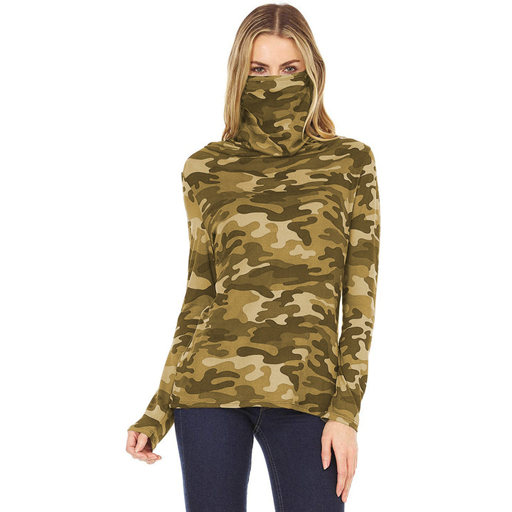 Damen Camouflage-Jersey-Longsleeve mit integriertem Schlauchkragen Echoarchiv