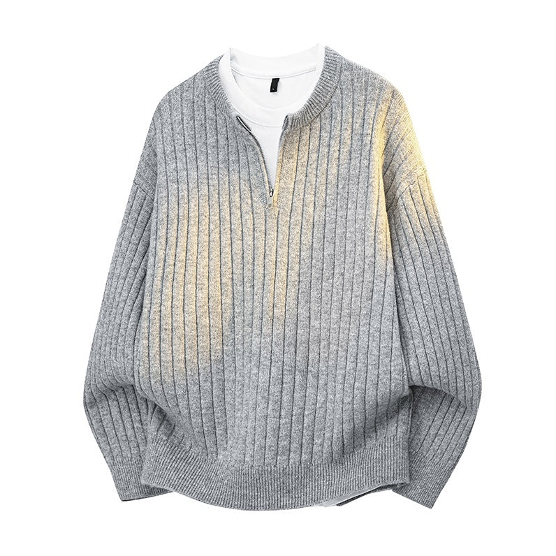 Herren Grobstruktur-Halbzip-Strickpullover mit Rippenstruktur Echoarchiv