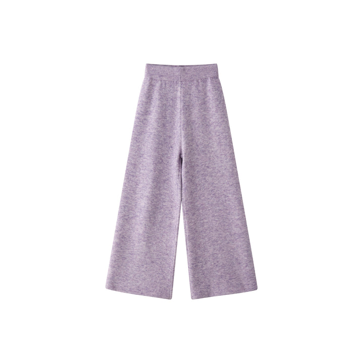 Damen Hochtaillierte flauschige Strickpalazzo‑Hose mit weitem Bein Echoarchiv