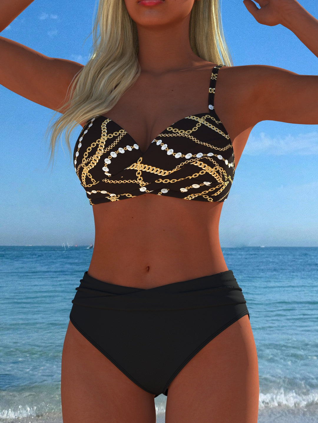 Damen Bikini-Set mit elegantem Kettenmotiv und komfortablem Schnitt Echo Archiv