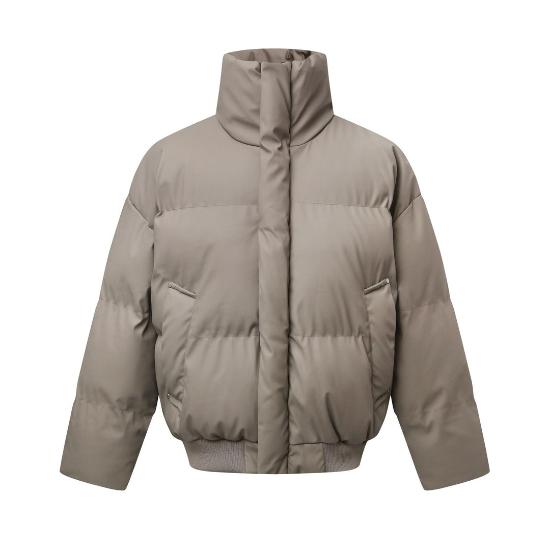 Damen Kurz geschnittener Stepp-Winterparka mit hohem Stehkragen und geripptem Saum Echoarchiv