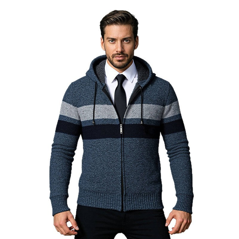 Herren Strickjacke mit Kapuze und modischem Zipper Echoarchiv