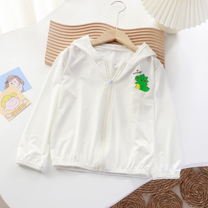 Unisex nan leichte Kinder-Softshelljacke mit Kapuze, Reißverschluss und niedlichem Dino-Print  Echo Archiv