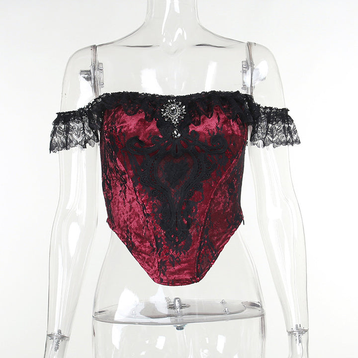 Damen figurbetonte Bluse mit Rüschendetails und Schnürung Echo Archiv