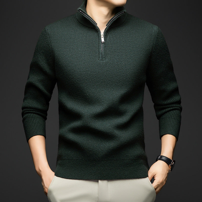 Herren eleganter Zip-Pullover aus weicher Wolle Echoarchiv
