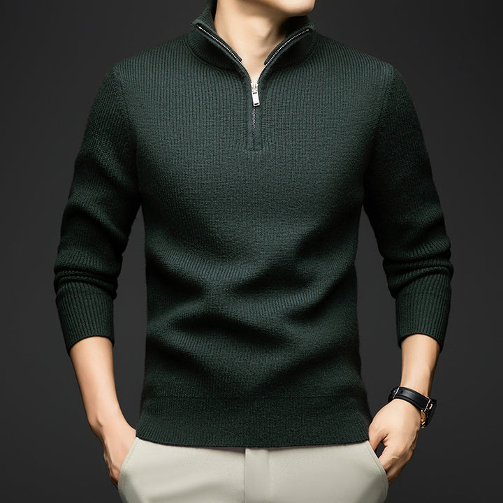 Herren eleganter Zip-Pullover aus weicher Wolle Echoarchiv