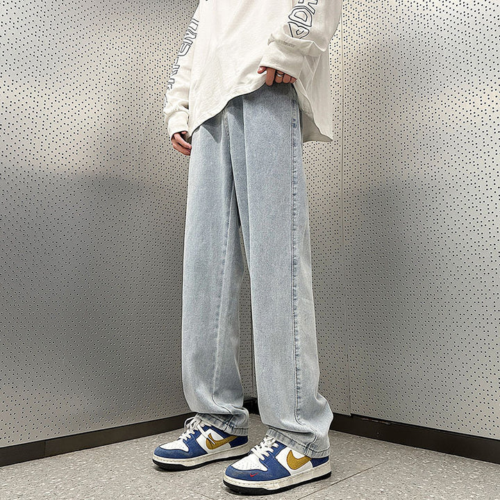 Herren Weite Vintage-Denim-Hose im Baggy‑Straßenstyle mit vorderer Bügelfalte Echo Archiv