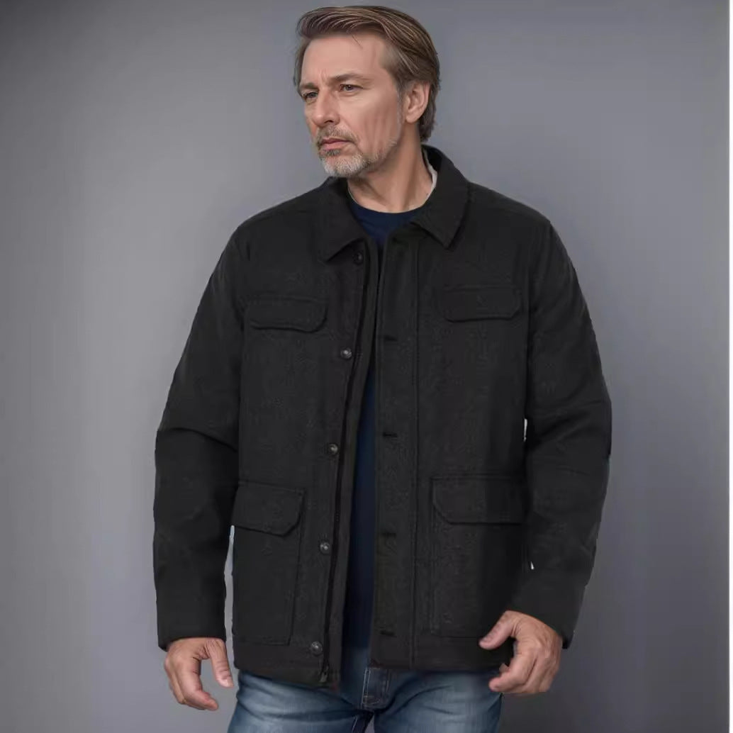 Herren Wolljacke mit funktionalen Taschen und modernem Schnitt Echoarchiv