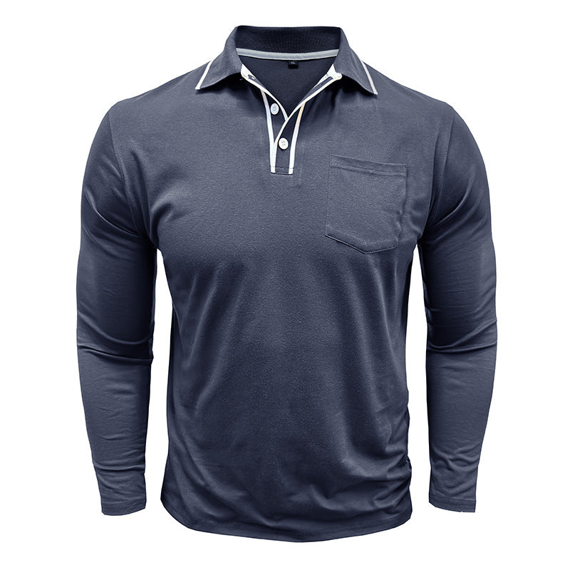 Herren Langarm-Polohemd mit eleganter Knopfleiste und praktischer Brusttasche Echoarchiv