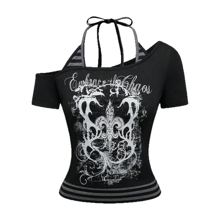 Damen Off-Shoulder Top mit grafischem Design Echo Archiv